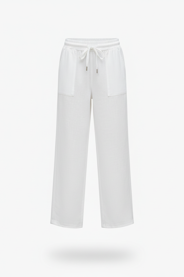 Pantalon En Lin Blanc Ample Enfant Léger Fluide - vue 3