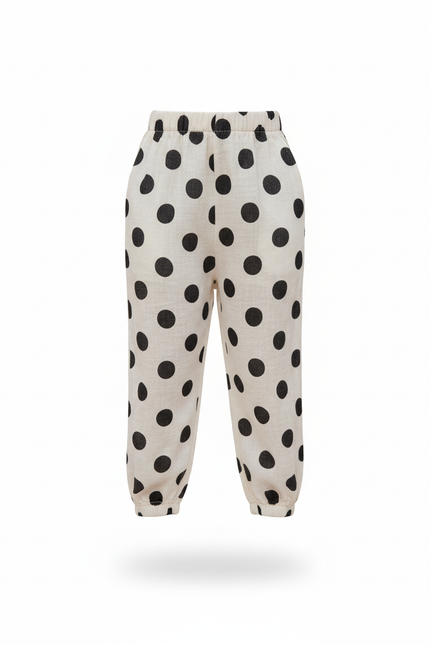 Pantalon En Lin Blanc À Pois Noirs Ample Enfant - vue 3