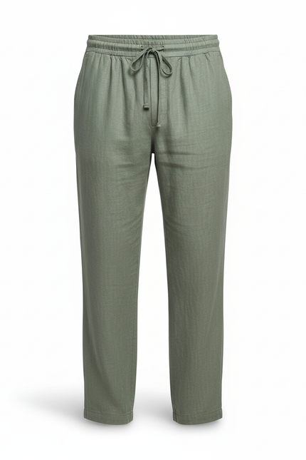 Pantalon Lin Vert Homme - Kaki - vue 3