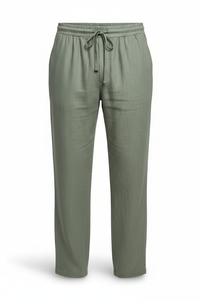 Pantalon Lin Vert Homme - Kaki - vue 3