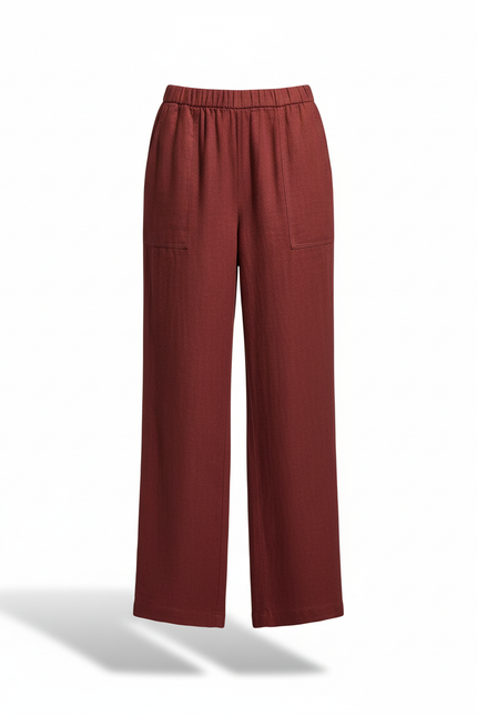 Pantalon Lin Rouge - Bordeaux - vue 3