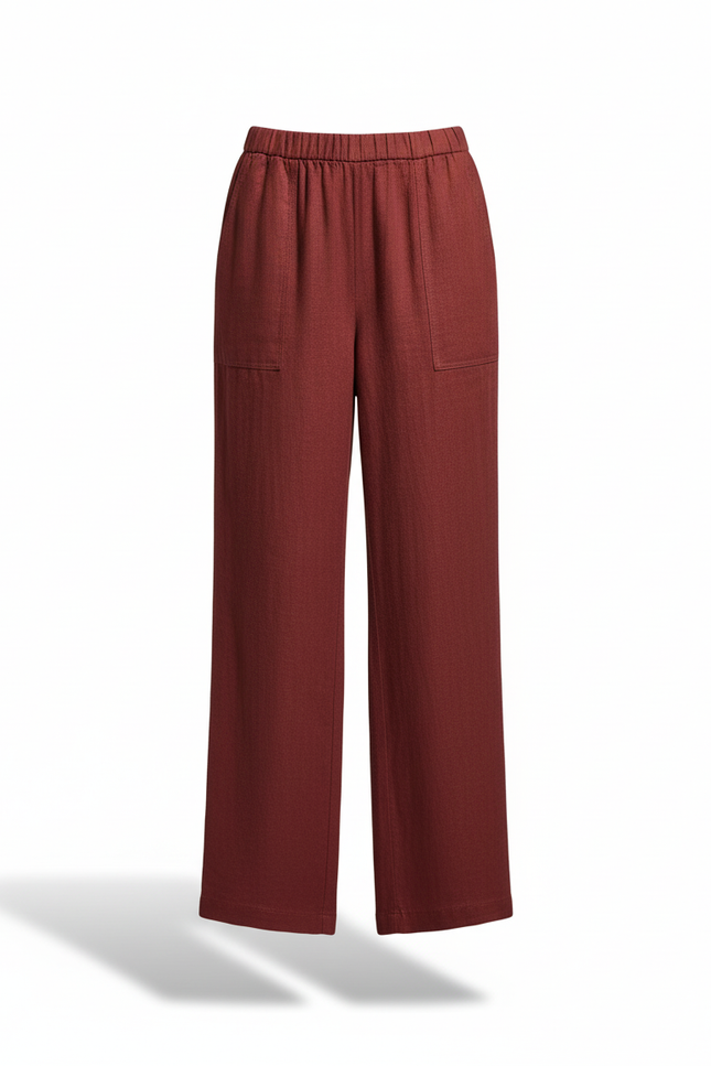 Pantalon Lin Rouge - Bordeaux - vue 3