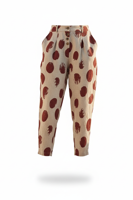 Pantalon En Lin Imprimé Harem Décontracté Fluide Femme - vue 3