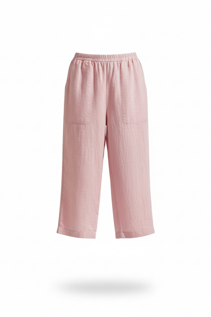 Pantalon En Lin Rose Ample Confortable Décontracté Femme - vue 3