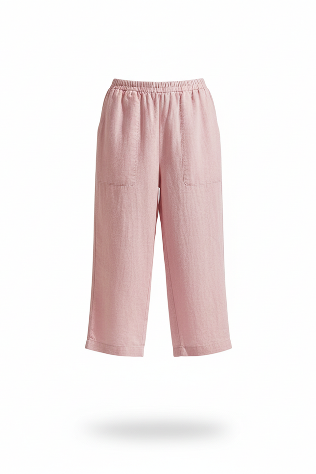 Pantalon En Lin Rose Ample Confortable Décontracté Femme - vue 3