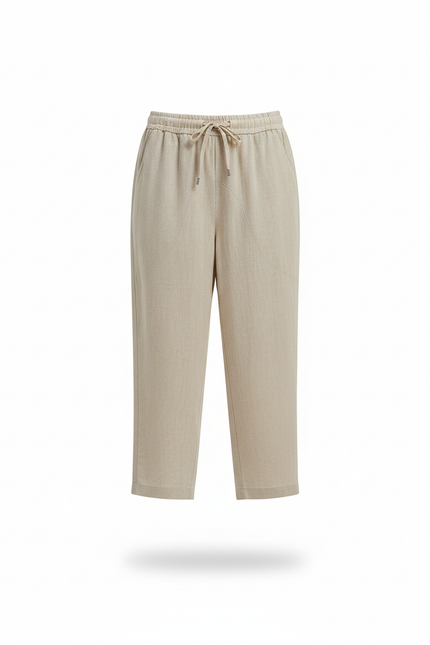 Pantalon En Lin Beige Ample Décontracté Léger - vue 3