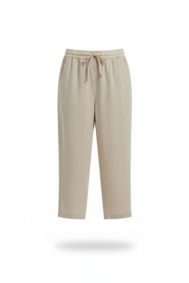 Pantalon En Lin Beige Ample Décontracté Léger - vue 3