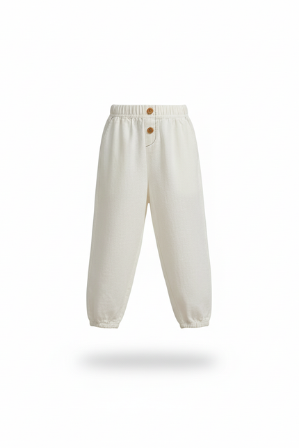 Pantalon En Lin Blanc Cassé Harem Fille Décontracté - vue 3