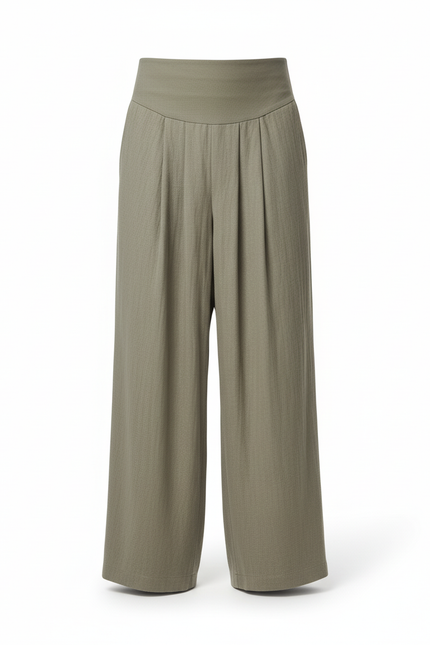Pantalon En Lin Ample Plissé Décontracté Homme - Kaki - vue 3