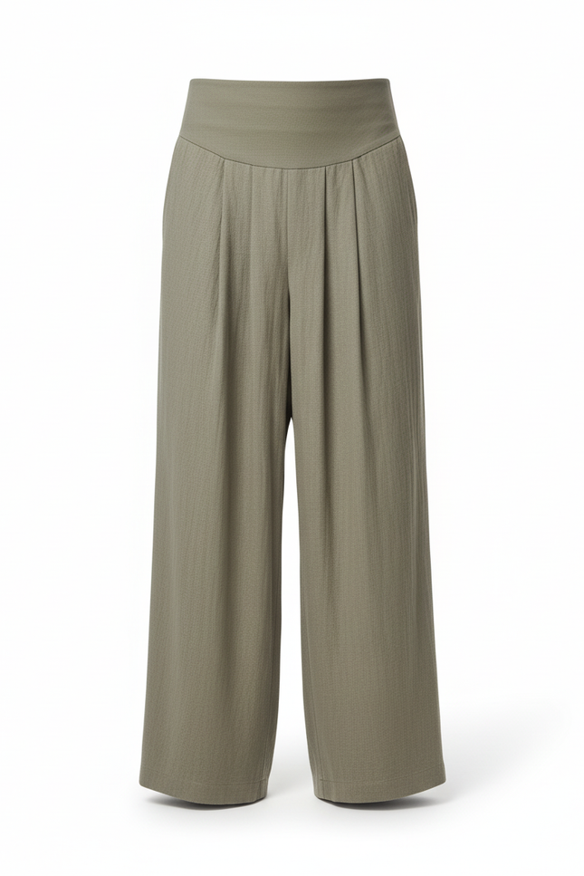 Pantalon En Lin Ample Plissé Décontracté Homme - Kaki - vue 3
