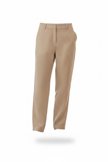 Pantalon En Lin Beige Coupe Droite Décontracté Élégant - vue 3