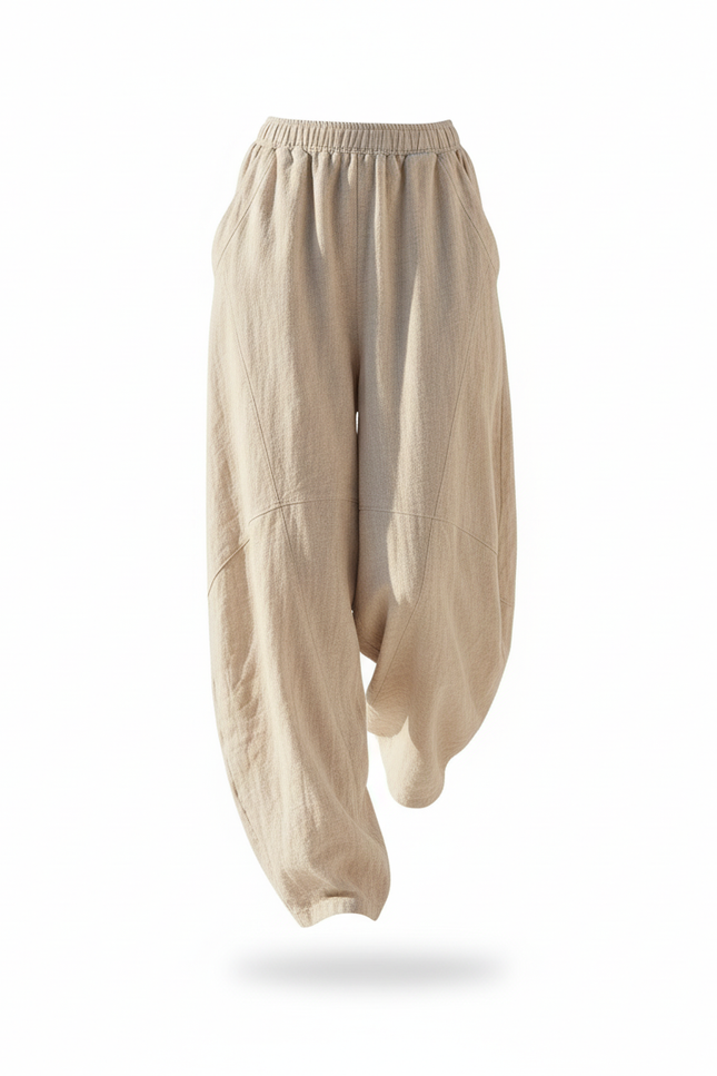 Pantalon Lin Beige Large - vue 3