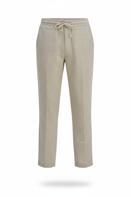 Pantalon En Lin Garçon Décontracté Beige Cordon - vue 3