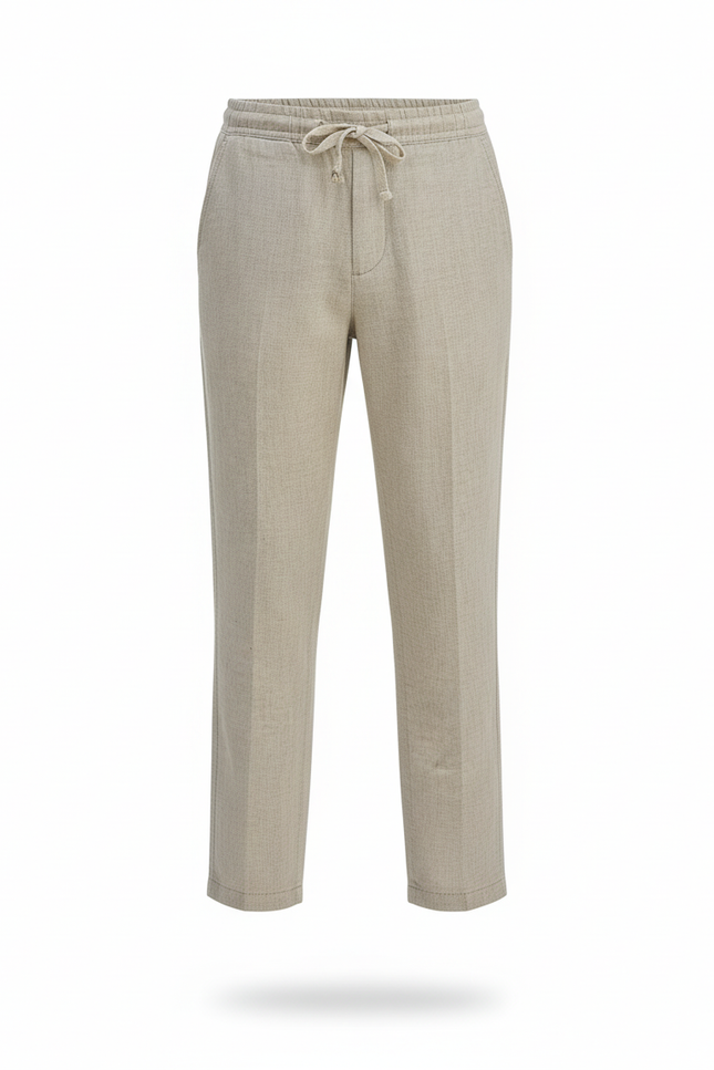 Pantalon En Lin Garçon Décontracté Beige Cordon - vue 3