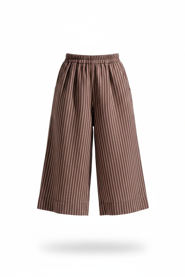 Pantalon En Lin A Rayure - Marron - vue 3