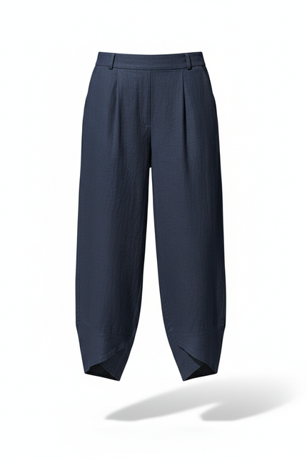 Pantalon En Lin Marine - vue 3