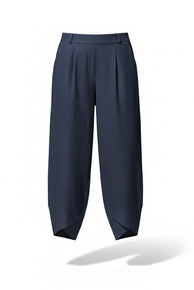 Pantalon En Lin Marine - vue 3