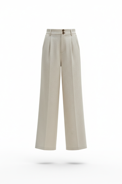 Pantalon En Lin Beige Ample Droit Élégant Enfant - vue 3