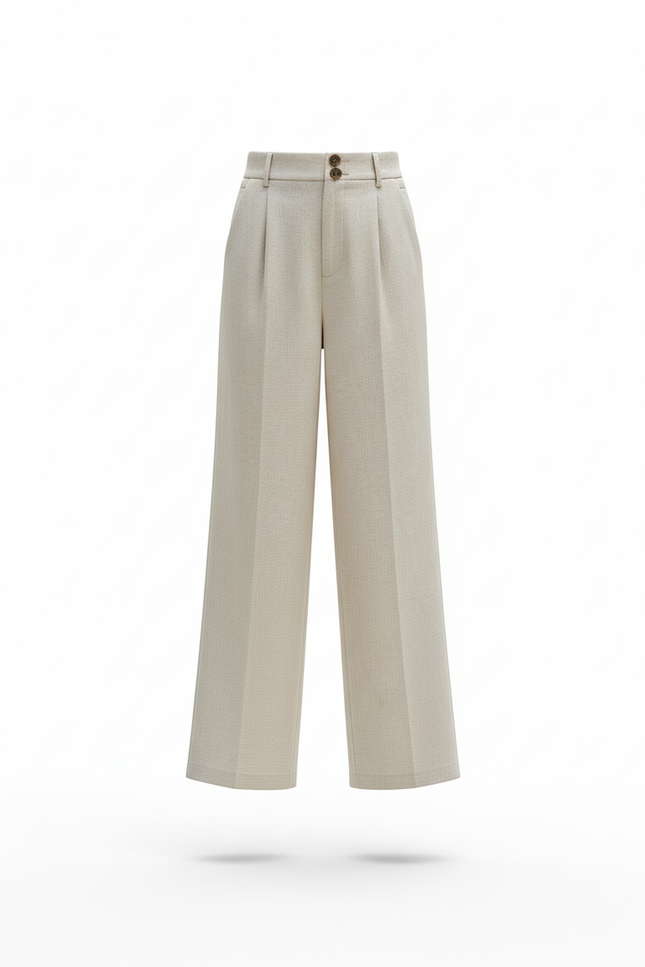 Pantalon En Lin Beige Ample Droit Élégant Enfant - vue 3
