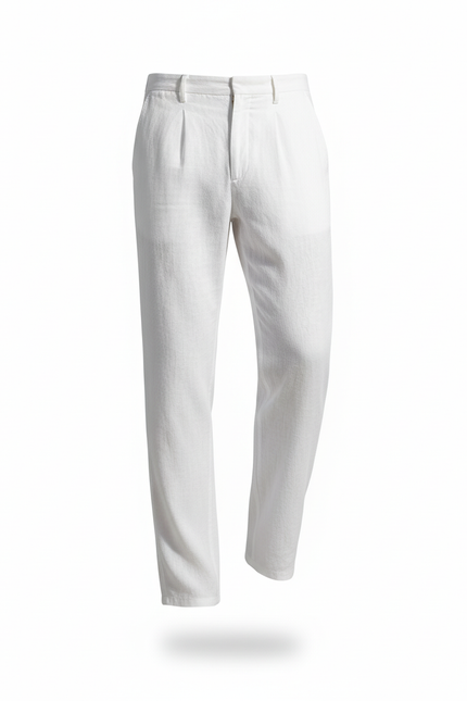 Pantalon En Lin Blanc Homme Décontracté Léger - vue 3