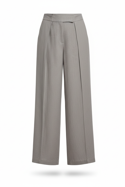 Pantalon En Lin Gris Plissé Ample Décontracté Fluide - vue 3