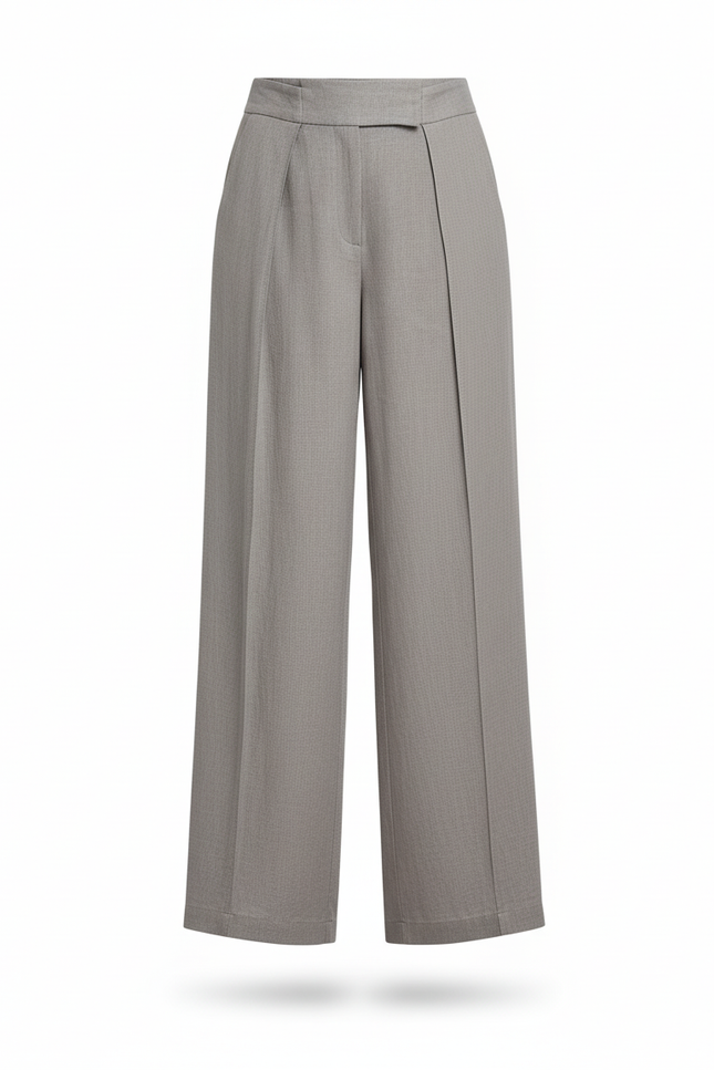 Pantalon En Lin Gris Plissé Ample Décontracté Fluide - vue 3