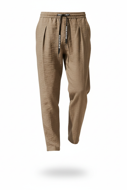 Pantalon En Lin Marron Plissé Décontracté Léger Homme - vue 3