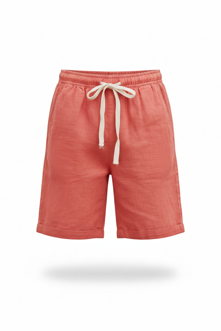 Pantalon En Lin Enfant Corail Ample Cordon Décontracté - Orange - vue 3