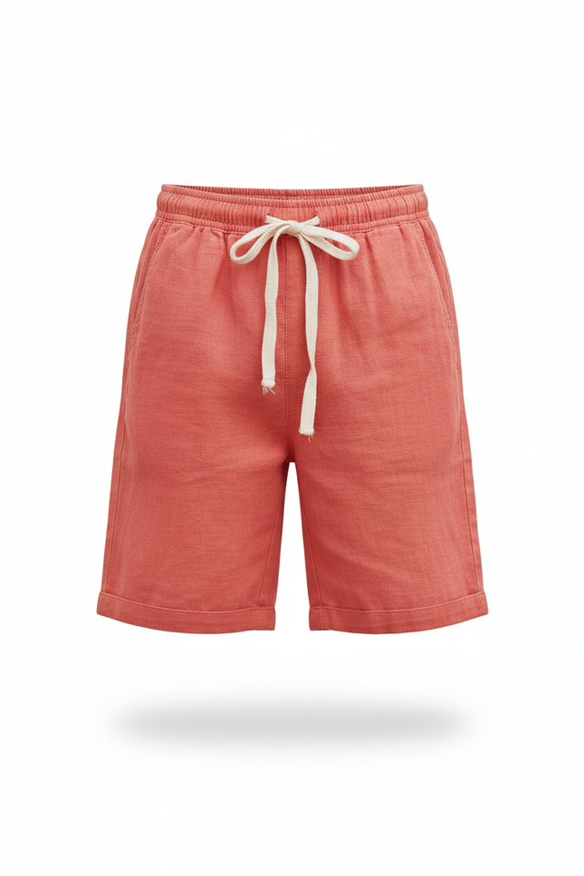 Pantalon En Lin Enfant Corail Ample Cordon Décontracté - Orange - vue 3