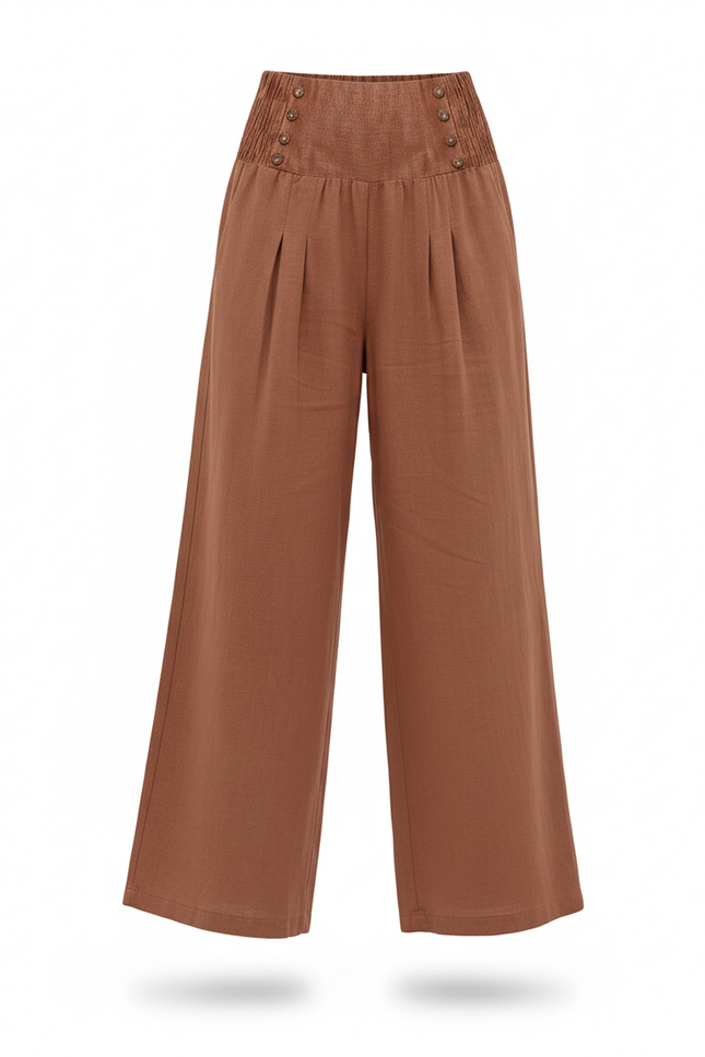 Pantalon Lin Femme Voyage - Marron - vue 3