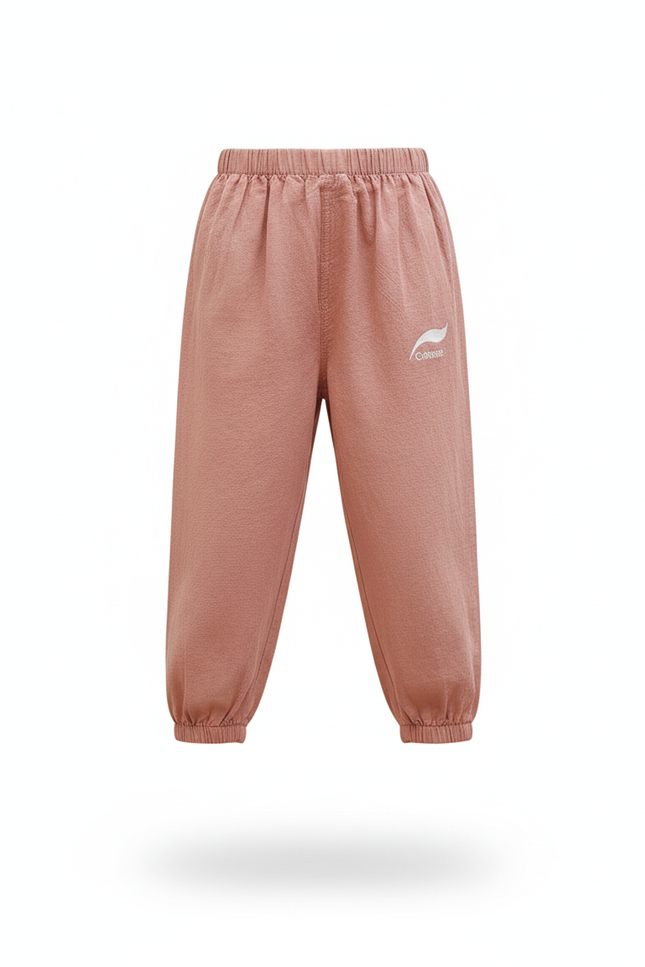 Pantalon En Lin Rose Ample Élastiqué Enfant Confortable - vue 3