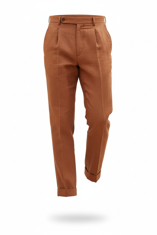 Pantalon Lin Homme Marron - vue 3