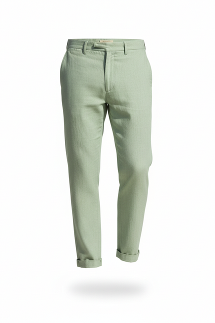 Pantalon En Lin Vert Menthe Droit Homme Décontracté - vue 3