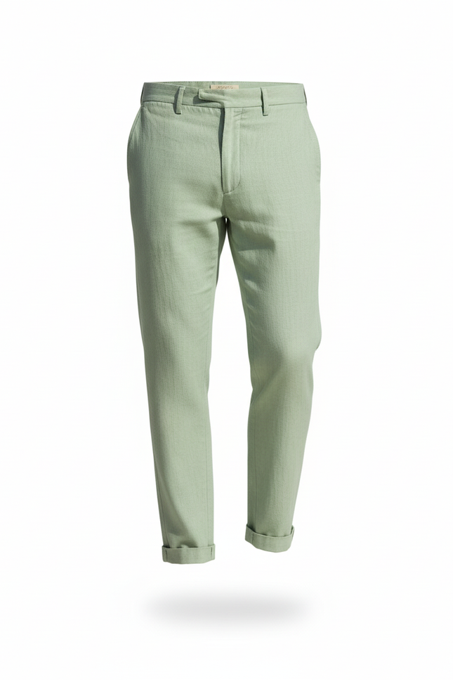 Pantalon En Lin Vert Menthe Droit Homme Décontracté - vue 3