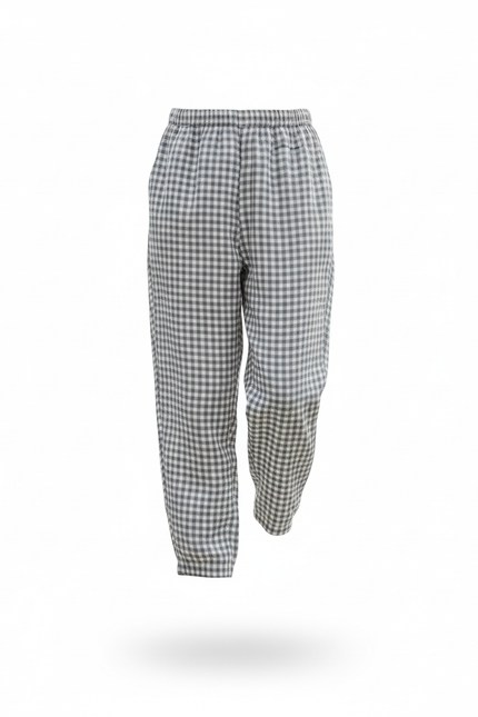 Pantalon En Lin Carreaux Vichy Ample Enfant - Gris - vue 3