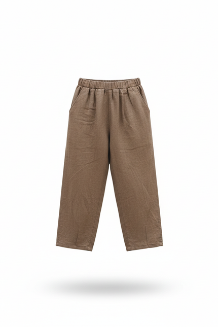 Pantalon En Lin Marron Ample Élastique Enfant - vue 3