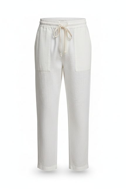 Pantalon En Lin Blanc Ample Cordon Décontracté Enfant - vue 3