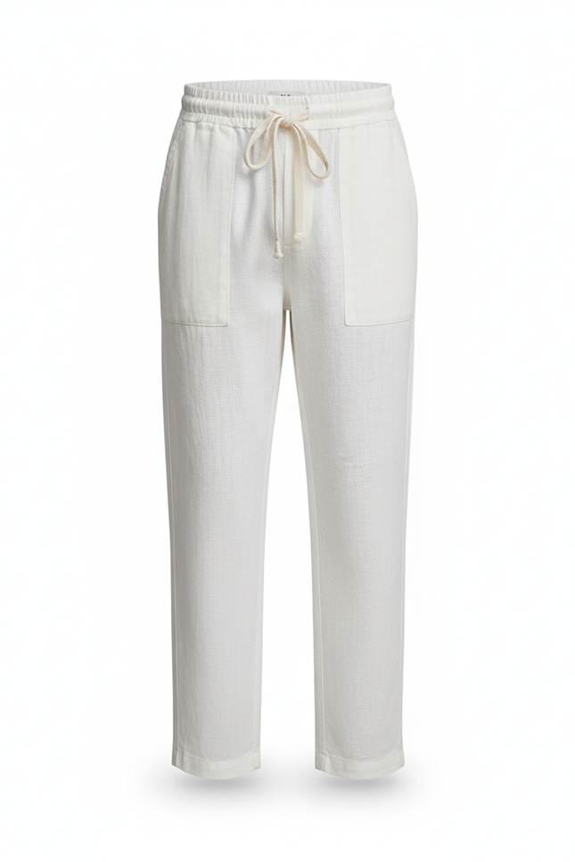 Pantalon En Lin Blanc Ample Cordon Décontracté Enfant - vue 3