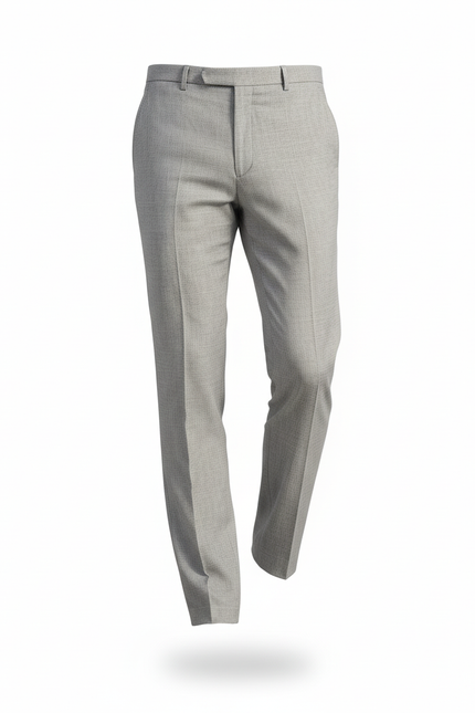 Pantalon En Lin Gris Ajusté Élégant Décontracté Texturé - vue 3