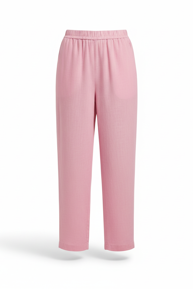 Pantalon En Lin Rose Ample Décontracté Fluide Léger - vue 3