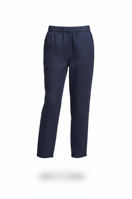 Pantalon En Lin Bleu Marine Droit Enfant - vue 3