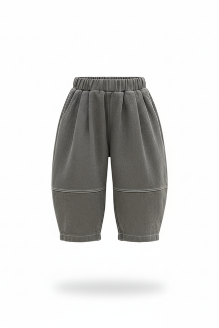 Pantalon En Lin Enfant Ample Gris Décontracté Fille - Molleton - vue 3