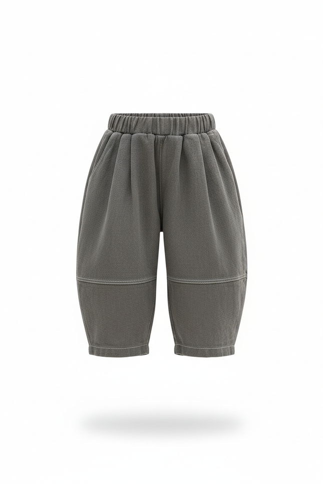 Pantalon En Lin Enfant Ample Gris Décontracté Fille - Molleton - vue 3