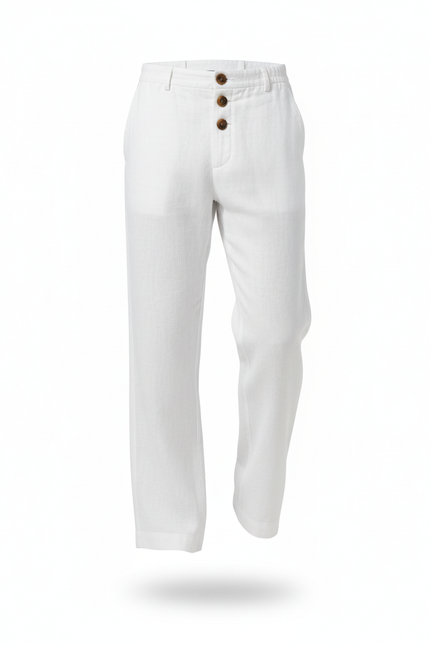Pantalon En Lin Homme Luxe - Blanc - vue 3