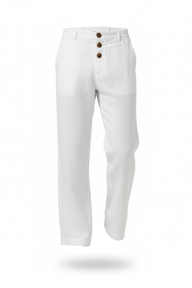 Pantalon En Lin Homme Luxe - Blanc - vue 3