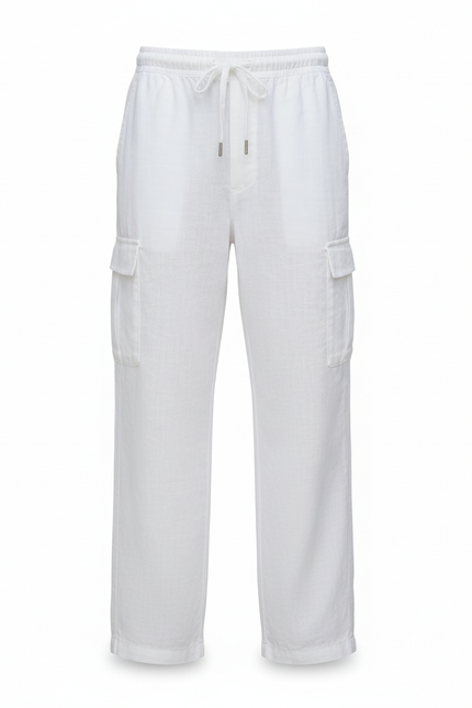 Pantalon En Lin Blanc Cargo Ample Enfant Léger - vue 3