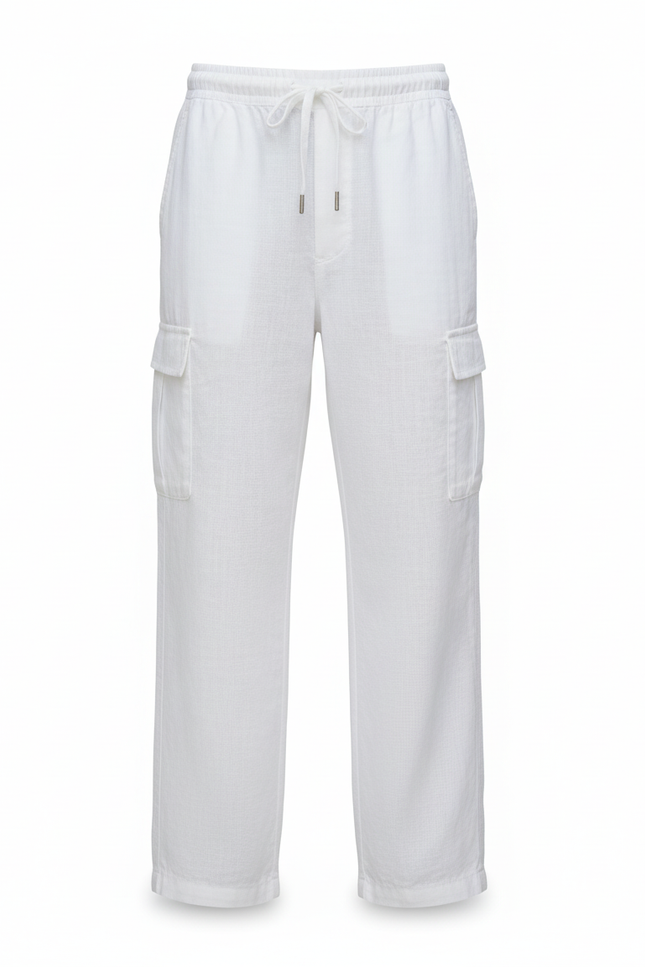 Pantalon En Lin Blanc Cargo Ample Enfant Léger - vue 3