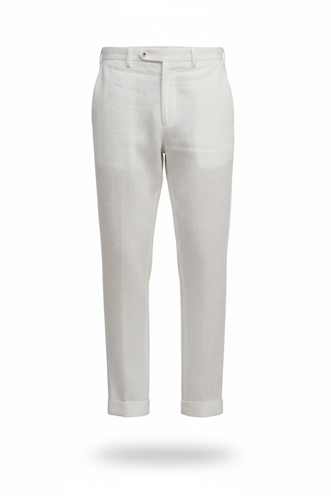 Pantalon Lin Blanc Homme Slim - vue 3