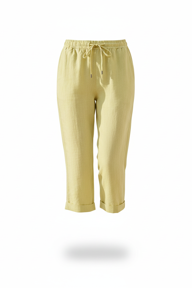 Pantalon Lin Coton Femme Grande Taille - Vert - vue 3