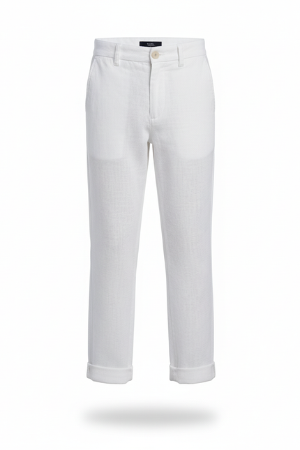Pantalon En Lin Blanc Droit Enfant Élégant Décontracté - vue 3